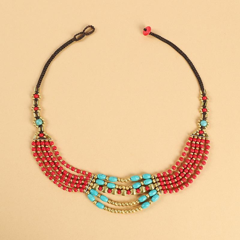 

Оригинальный дизайн ретро экзотическое тибетское непальское ожерелье ручной работы многослойное налобное украшение для женщин
