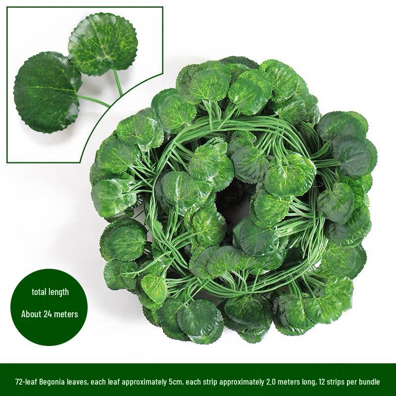 Artificial Rattan Vines for Pipe and Ceiling Decoration - Fake Green Leaves