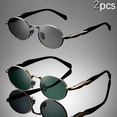 1 Pair Vintage Oval Frame Metal Glasses for Men Women Unisex Kayaking Leisure Fashion