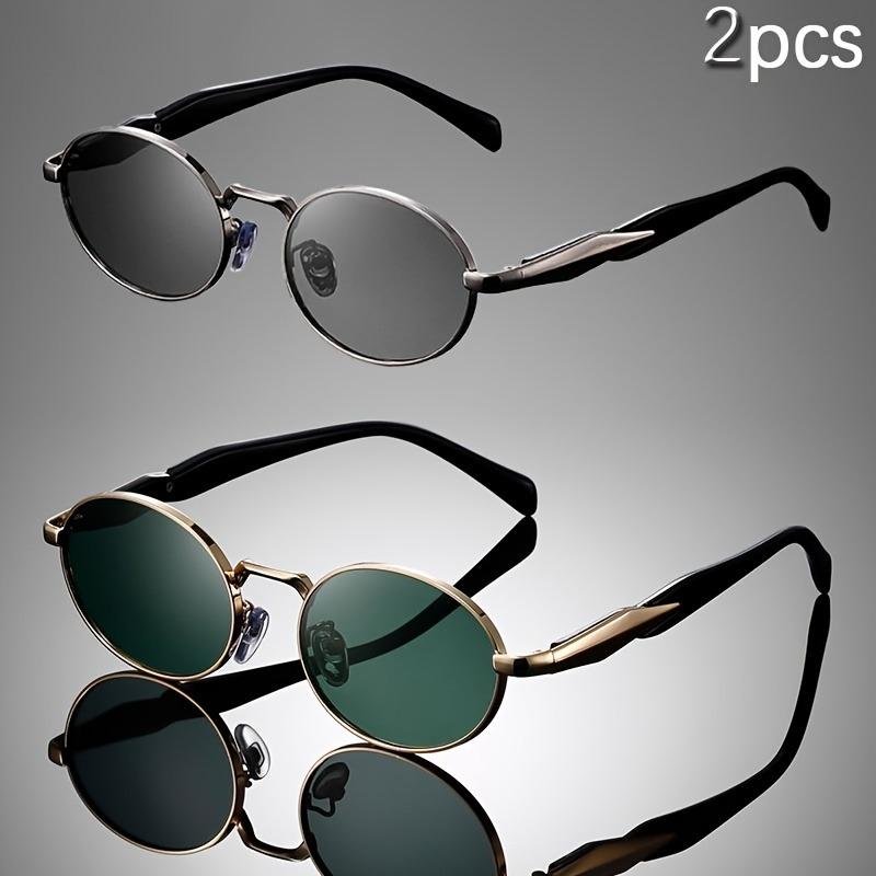 2 Pairs of Vintage Oval Frame Metal Fashion Glasses for Men and Women, Suitable for Kayaking and Daily Leisure