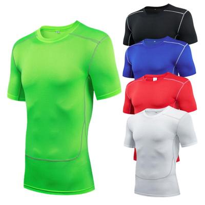 Men Running Sports Short Sleeves T-Shirt Tight Training Gym Yoga Fitness Skinny Base Layer Top Activewear Quick Drying