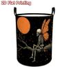 1pc, Gothic Style Foldable Laundry Basket with Skull and Bat Wing Design, Foldable Clothing Storage Basket, Space Saving Room Storage Box, Gothic Styl