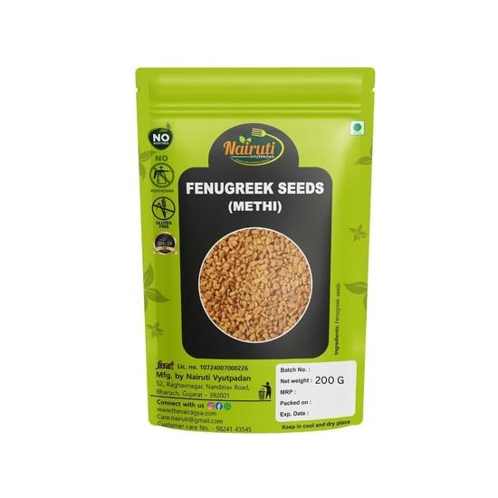 Nairuti Vyutpadan Семена пажитника 200 г | Свежий Мети Дана | Свежие семена для индийской кухни | Чистая и полезная специя для здоровья 200GM