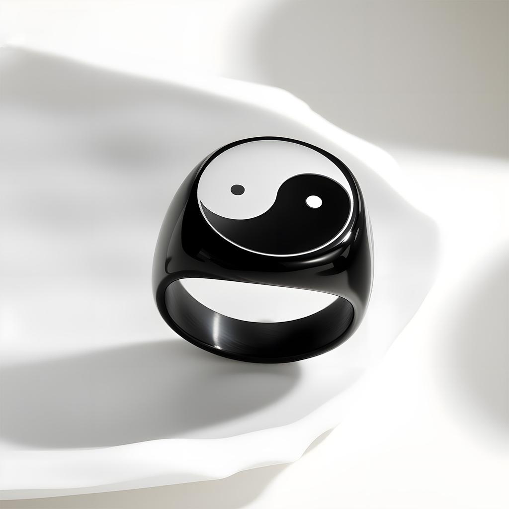 National Trend Ink Style Ins Gossip Simple 17MM Round Men's Ring Retro Fashion Trendy Man