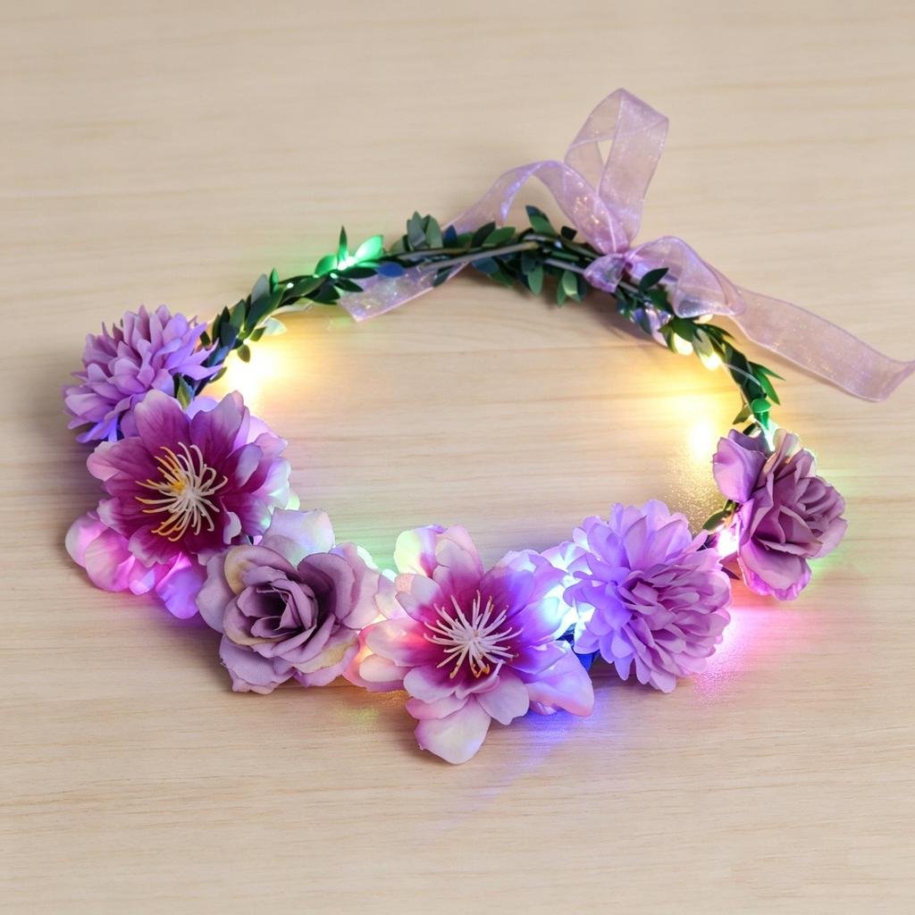 Mori Style Glowing Flower Crown: Fairy Headband for Children & Adults - Perfect for Festivals & Night Markets
