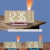 12/24 H LED Projector Clock Temperature Humidity Large Screen LED Electronic Clock 180° Rotatable Wood Pattern