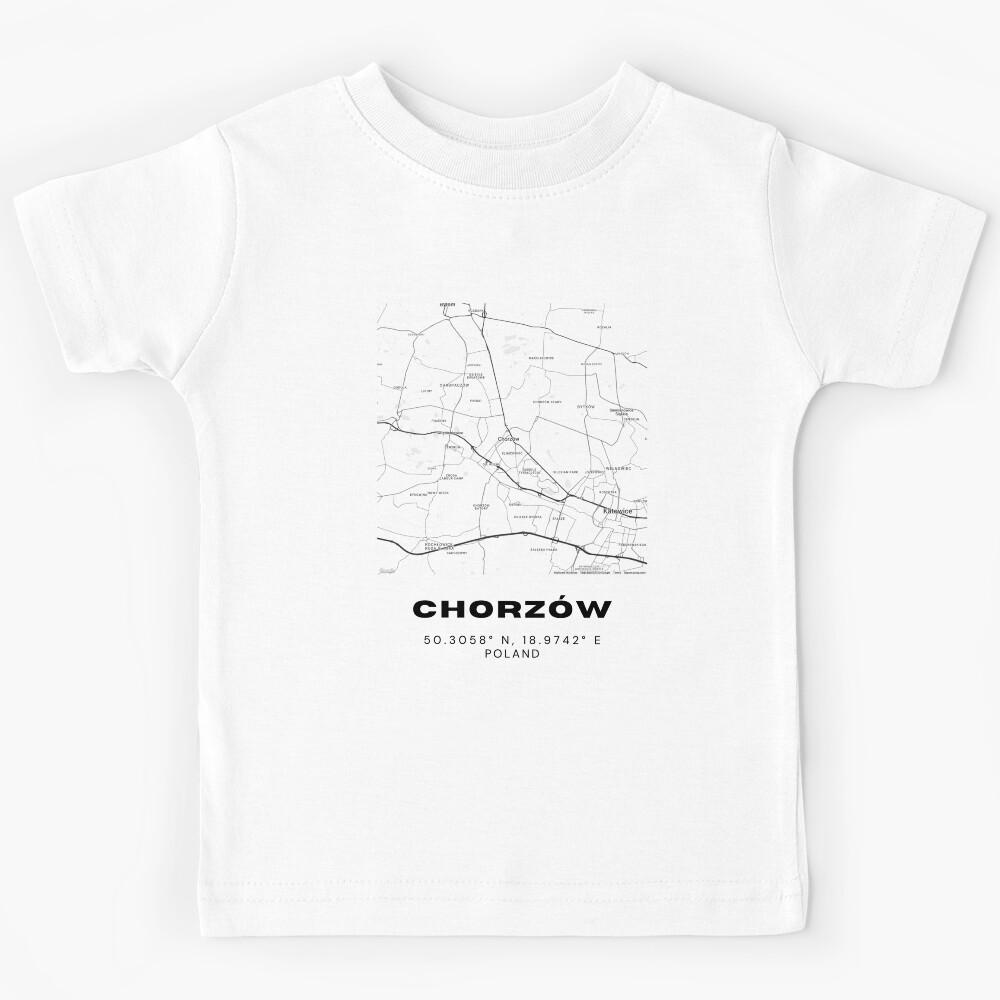 Chorzów Poland Map | Minimalist Black and White City Print Kids T-Shirt 100