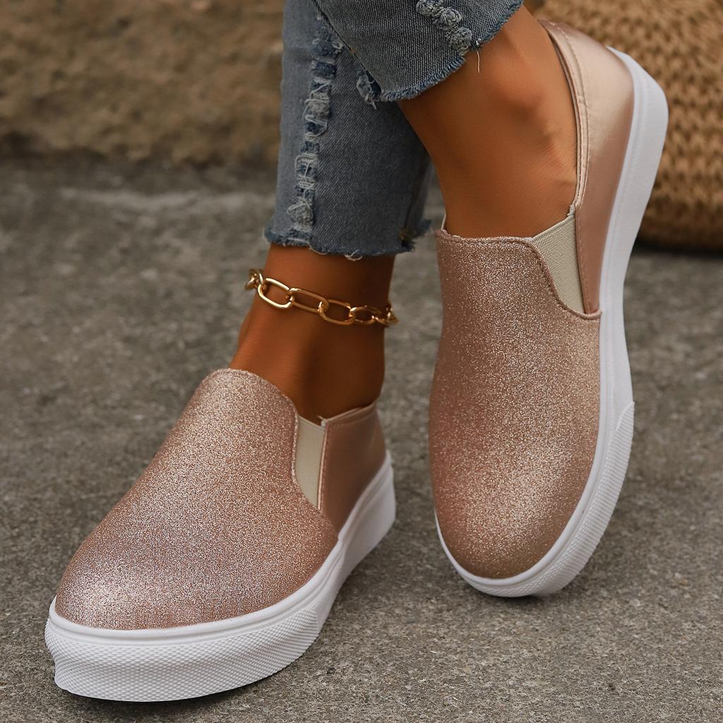 Fashion Spring Autumn Women's Casual Shoes Slip on Thick Bottom Vulcanize Shoes PU Round Toe Sneakers for Women Daily Wear Size 36-43