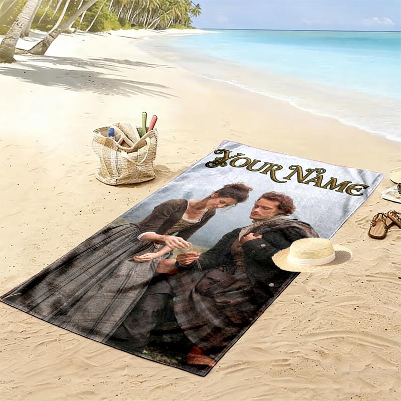 Gepersonaliseerde Levendige Outlander Print Strandlaken, Groot Zacht Sneldrogend Handdoek voor Strand Camping Zwemmen_xia