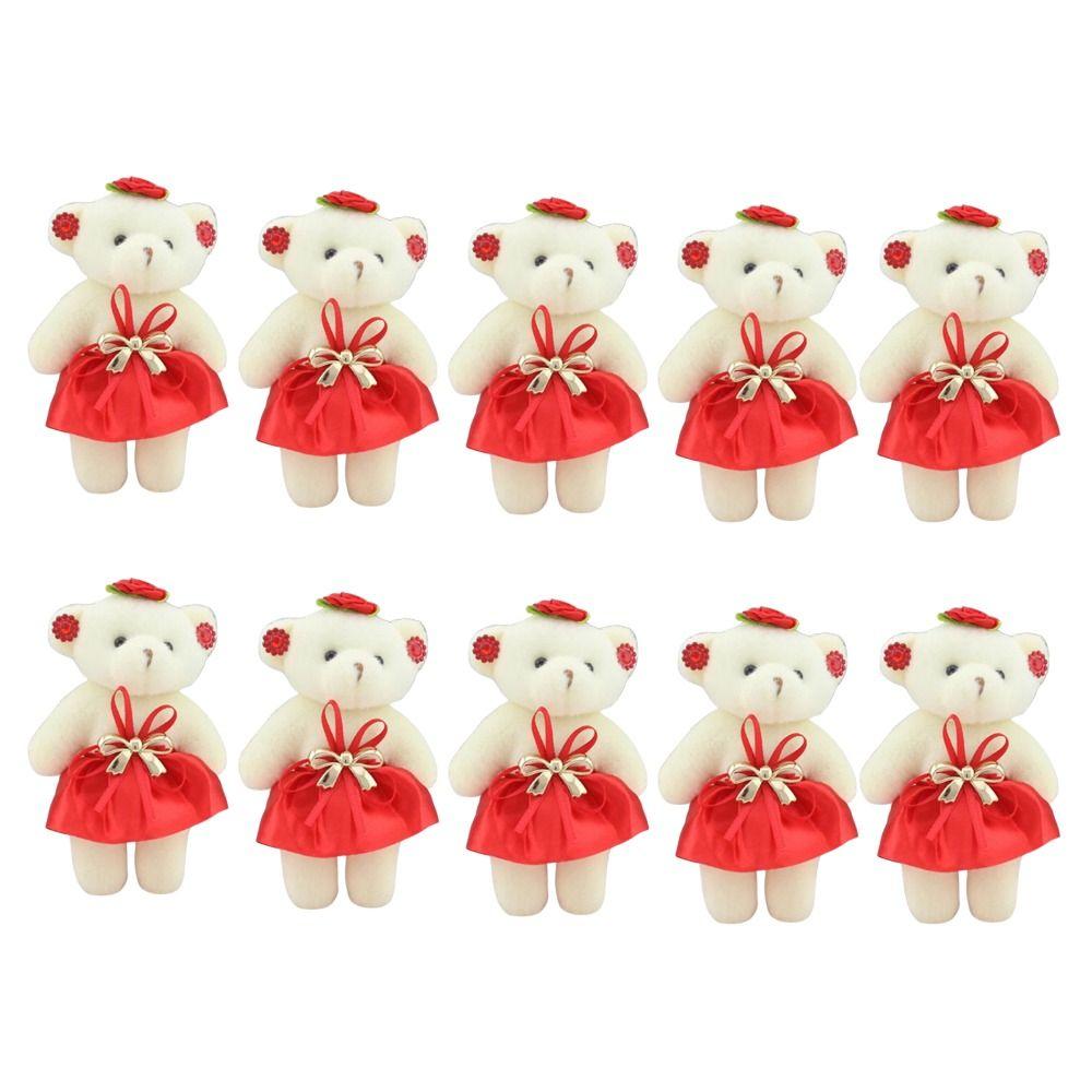 10pcs/set Cartoon Mini Bear Flower Bouquet Plush Animal Bear Plush Toys Graduation Gifts