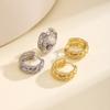 Nidin Light Luxury Textured Hoop Earrings For Women Layered With Sparkling Zircon Minimalist Lightweight Everyday Jewelry Gifts