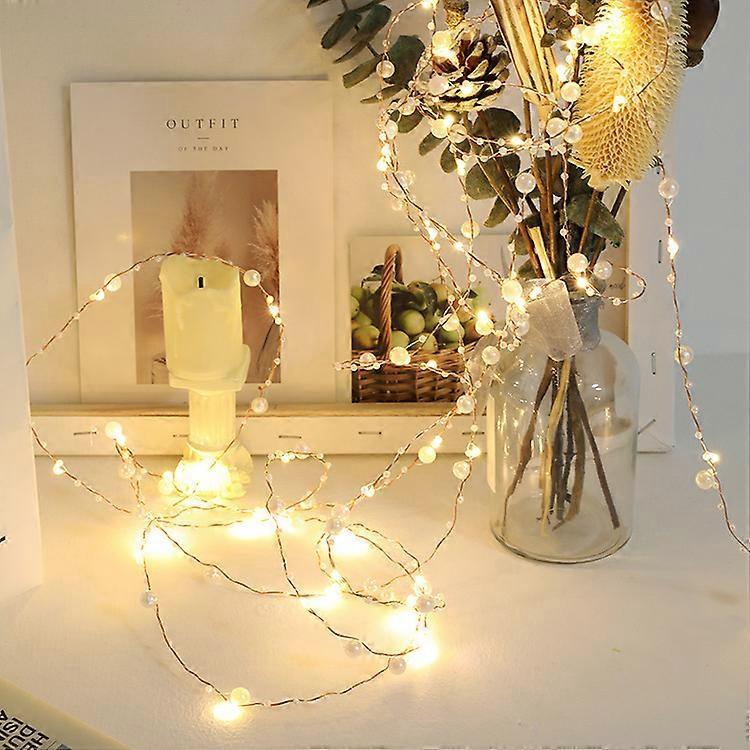 Ocean Pearl Beads String Lights, 2M 20 LED Lights Battery Powered for Wedding, Birthday Parties DIY Home Mantel