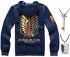 Attack on Titan Wings of Freedom Cosplay Costume Navy Blue with Gold Basement and Necklace (Size L, Wings) - 3-Piece Set Hoodie, Key,
