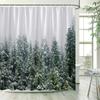 Winter Snowy Forest Shower Curtains Pine Tree Deer Snowflake Xmas Christmas Holiday Rustic Farmhouse Bathroom Decor With Hooks