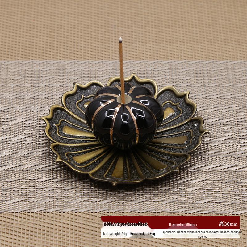 Seven-Color Ceramic Zen Incense Burner Tray with Sandalwood Coil Holder