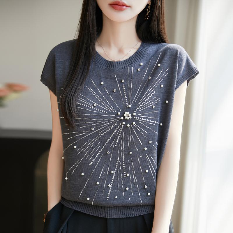 Women Knit T-shirt MODERN NEW SAGA Summer Knitted Shirt Short Sleeve Tees O-neck Pullover Knit Tops