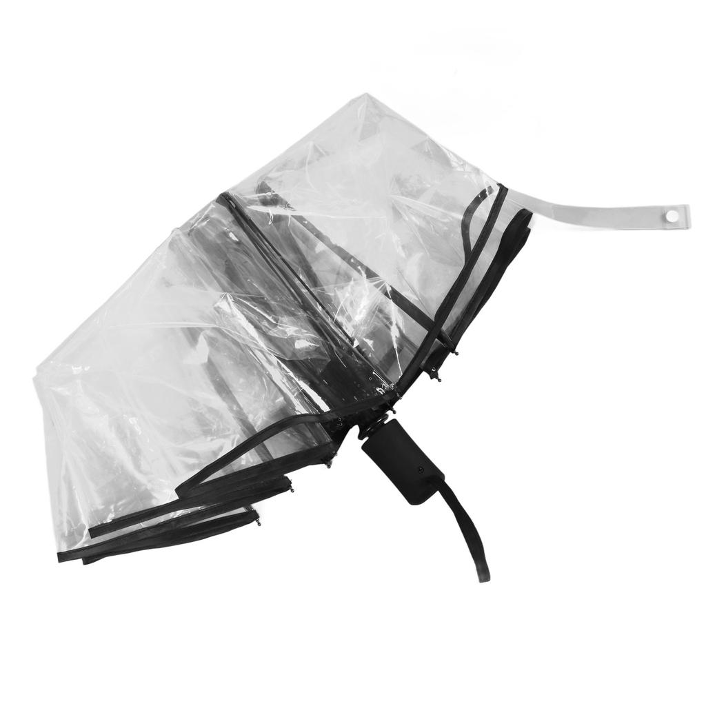 Kompakt paraply Svart Transparent Automatisk design Robust struktur Reseparaply för ryggsäck