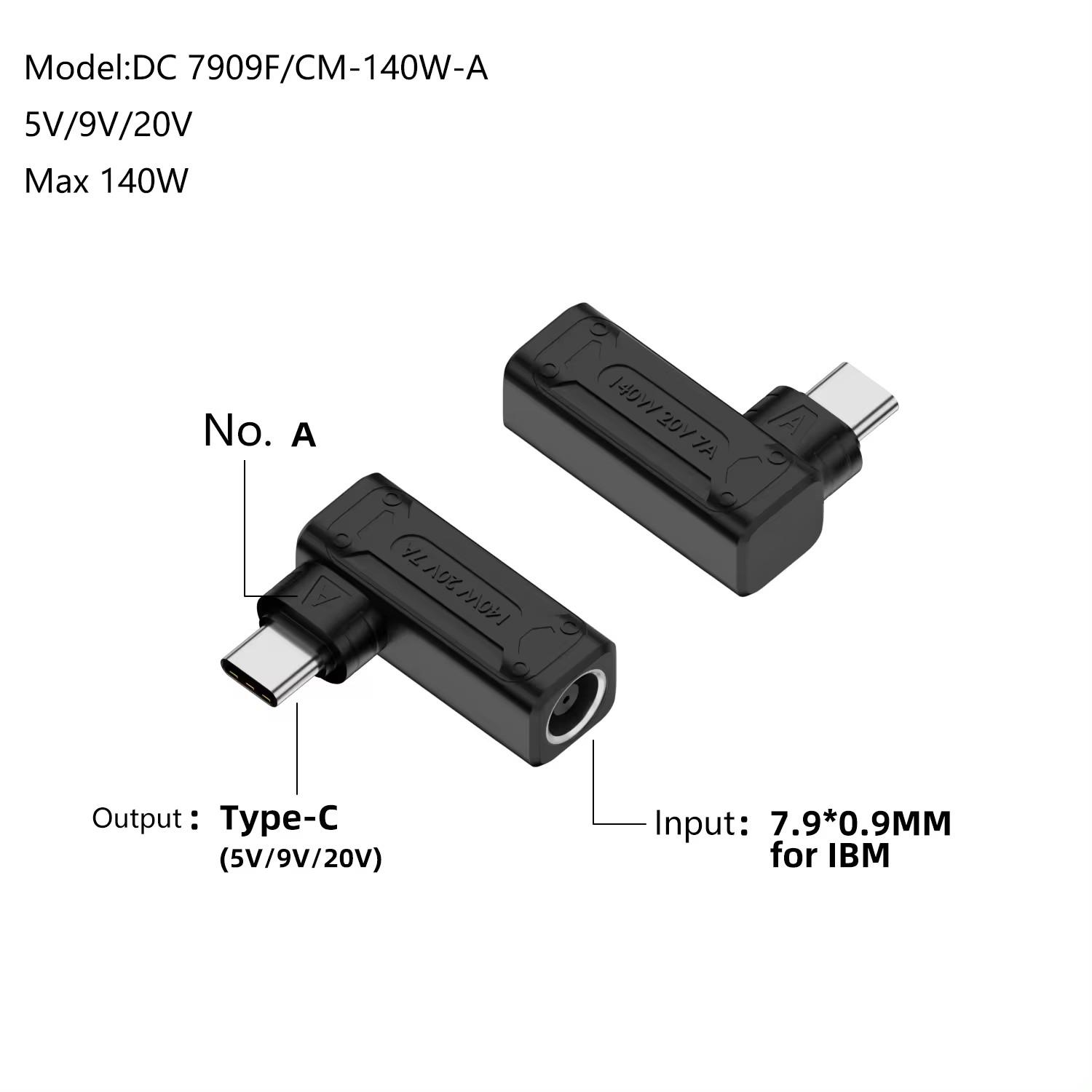 

DC 7.9x0.9 Female to Type-C Male 140W Laptop Charging Adapter Mini Converter As Shown A