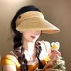 Big brim straw woven empty top sun protection hat women's summer photo vacation headband sun hat seaside beach sun hat