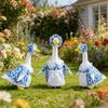Spring Flower Porch Goose Outfit for 23 Inch Goose Statue Wildflower/Strawberry Goose Clothes Dress And Hat Set for Outdoor Garden Yard Lawn Decor