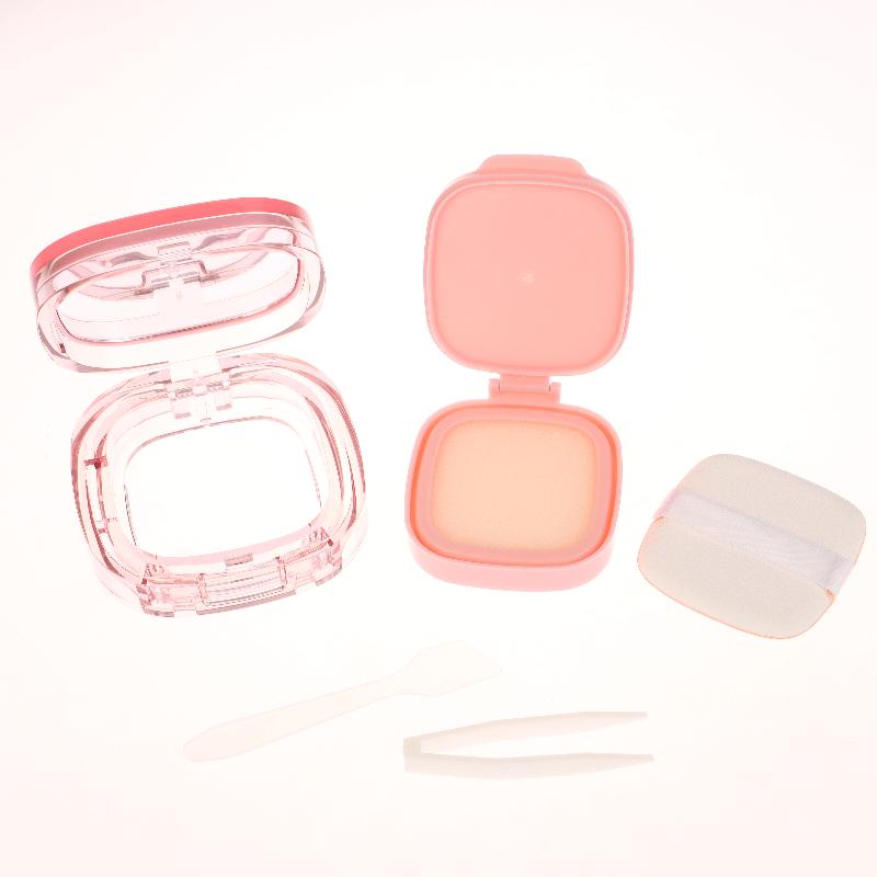 15G Empty Foundation Makeup Jar With Sponge Puff Handheld Portable Cosmetic Travel Makeup Jar Plastic Powder Box For Bb Cream