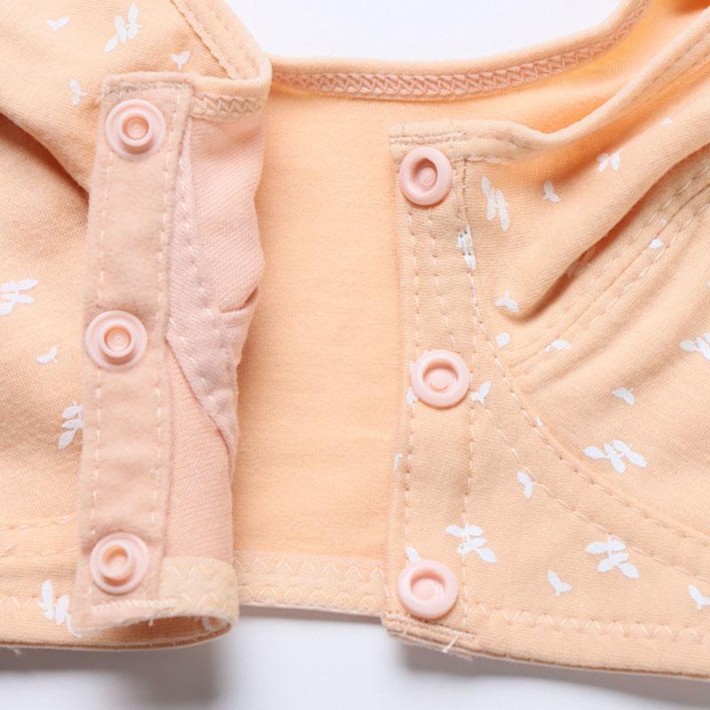 Printed Underwire Cotton Underwear Without Steel Ring Front Opening Buckle Lightweight Breathable Mom's Wide Shoulder Strap Vest Simple Casual