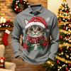 Men's Long Sleeve Golf Shirt Quick-Dry Mesh Casual Top with Christmas Print for Holiday Wear