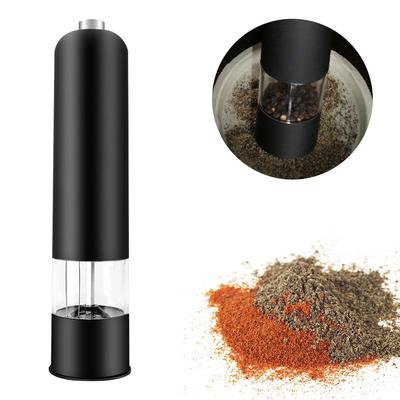 Electric Pepper and Salt Mill Grinder With LED Light Battery Operated One Handed Pepper Salt Mill Adjustable Spice Grinder