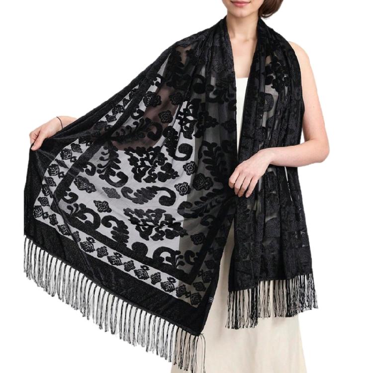 Long Tassels Women's Shawl Shoulder Wrap Ethnic Style Chinese Chipao Shawl Elegant Headwrap Scarf for Special Occasion