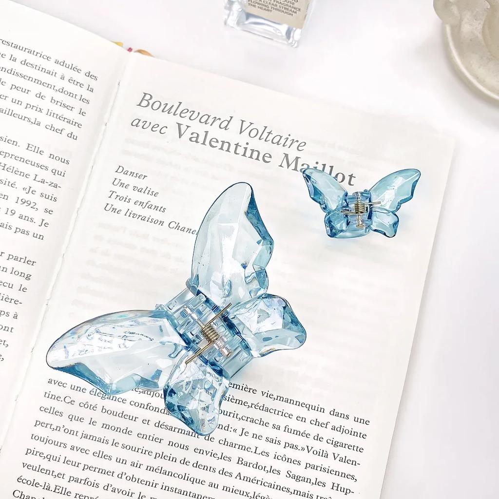 Křišťálový motýl mořská panna drápek do vlasů dívky zadní klip transparentní velká spona do vlasů vlásenky pokrývka hlavy vlasové doplňky