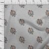oneOone Cotton Flex Light Gray Fabric Leaves & Floral Block Dress Material Fabric Print Fabric By The Yard 40 Inch