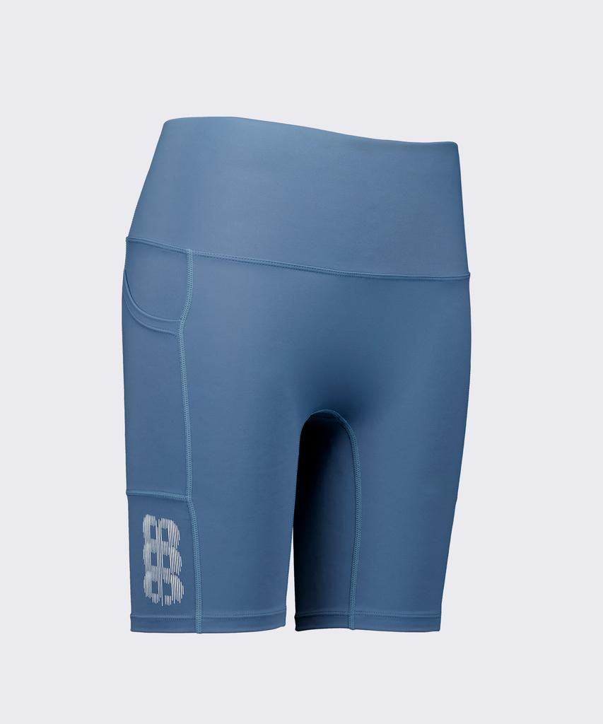 Leijibi Core Flex Pocket Women'S Leggings Knee-Length Running Shorts Blue