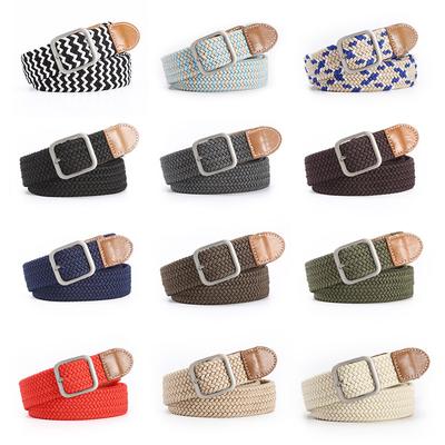 Men'S Elastic Woven Belt, Women'S Stretch Canvas, Unisex Pin Buckle Belt