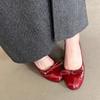 French High-heeled Women's 2025 New High-end Style Patent Leather Bow Red Wedding Shoes,Versatile,Shallow Mouth and Single Shoes