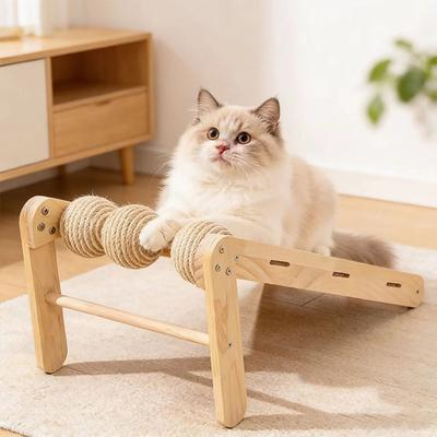 Yousheng Angled Cat Scratcher Sisal Cat Scratch Ramp Tilted Cat Scratching Board with Toy Balls for Indoor Cats Kitties Home Furniture Protection