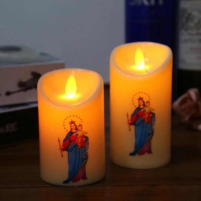 Jesus Christ Candles Lamp LED Tealight Romantic Pillar Light Battery Operated Creative Flameless Electronic Candle candles home