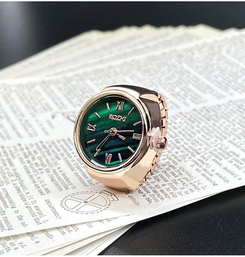 

Punk Digital Quartz Finger Ring Watch, Green Dial Elastic Band Couple Ring Watch for Women Men by Kiss Jewelry розового золота