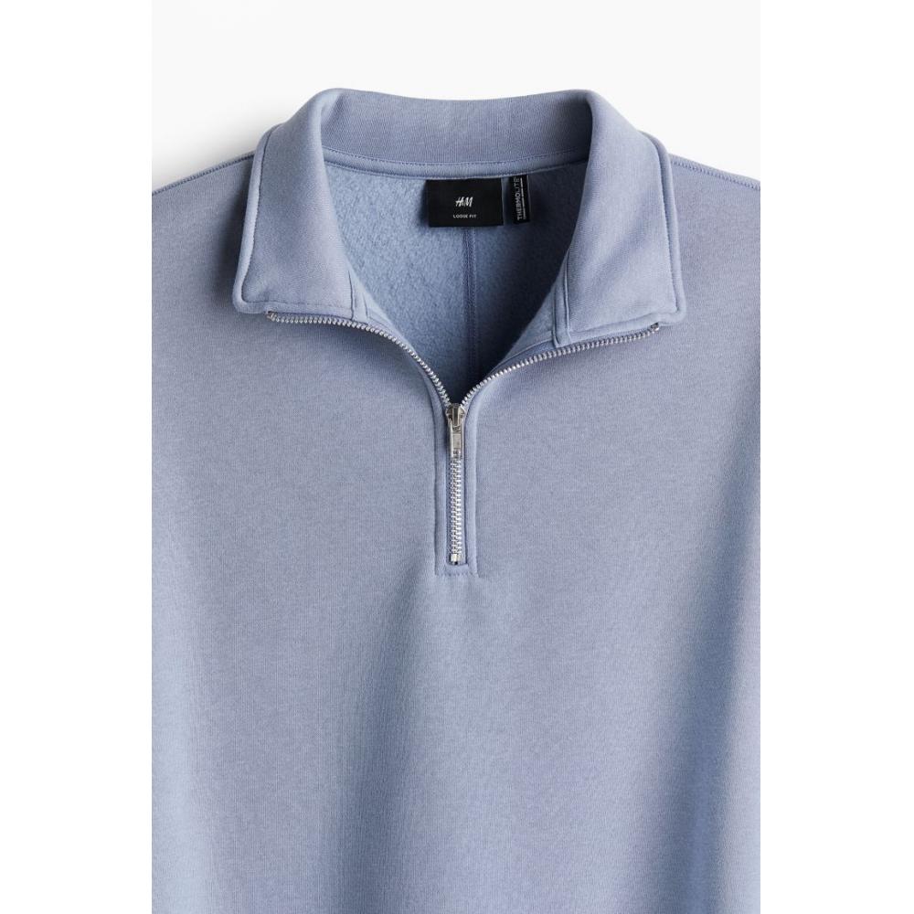 H M tHerMolite Loose Fit Zip Top sweatsHirt ligHt Blue