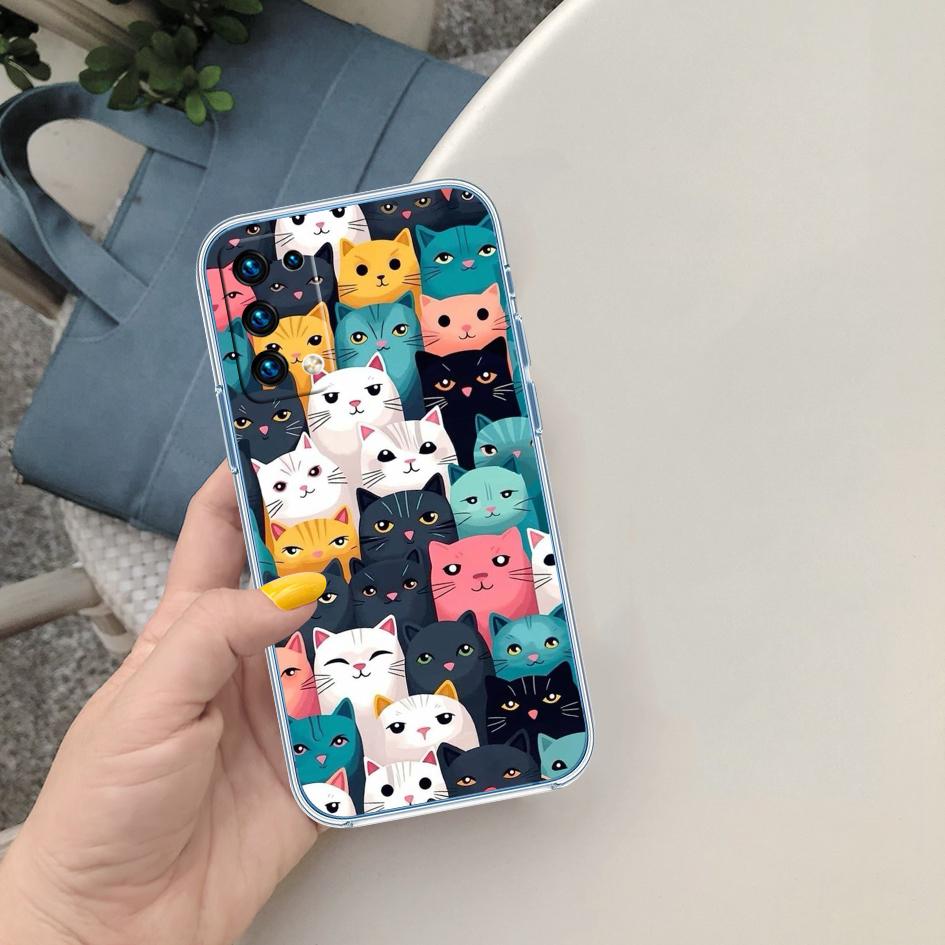 FM15 Cat Kitten Meow Soft Shell Transparent Phone Case for Samsung Galaxy A04 A04S A14 A23 A34 A54 M23 M33 M52 M53