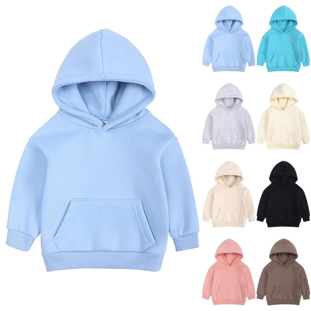 Kids Solid Color Hoodie Pullover Casual Loose Fit Long Sleeve Hooded Sweatshirt for Children Boys and Girls Soft Comfortable Fabric