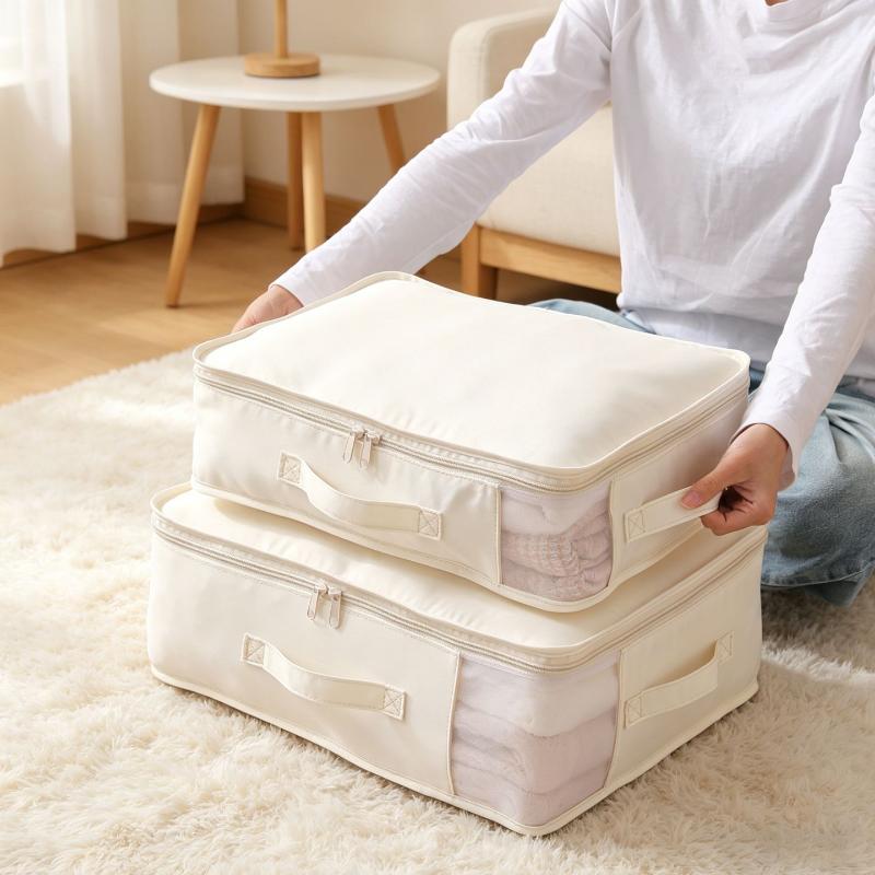 Visible Bed Sheet Storage Bag Folding Blanket Storage Container With Handle Large Capacity Moving Packing Bag Closet