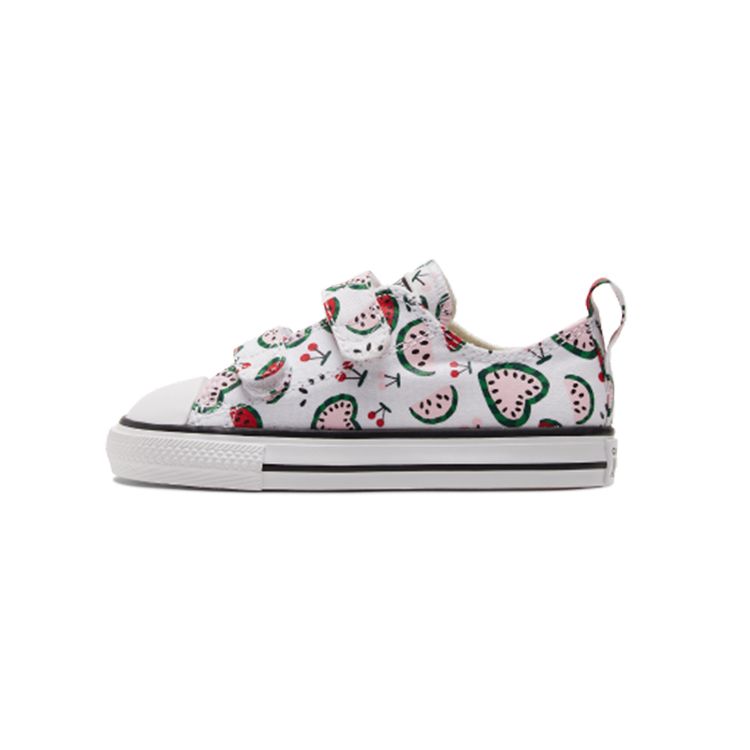 Converse Chuck Taylor All Star 2V Canvas Comfortable Fruit Print Low Top Walker Shoes Baby Sneaker White A02605C