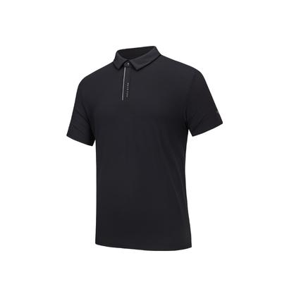 Bequemes Einfaches Unifarbenes Atmungsaktives Kurzarm-Polohemd Herren Oberteile Schwarz 152527145N-5