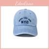Nyc Embroidered Letter Denim Cap With Curved Brim And Windproof For Outdoor Use