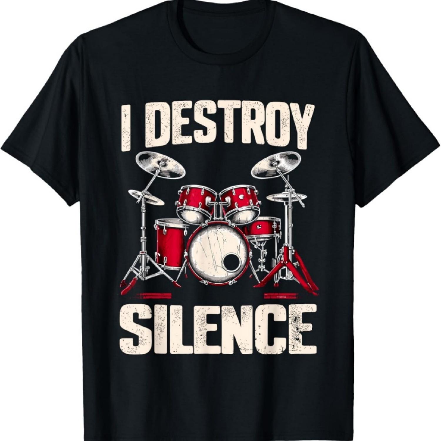 

Drummer I Destroy Silence Drum T-Shirt, Small, Black XXXXXL різнокольоровий