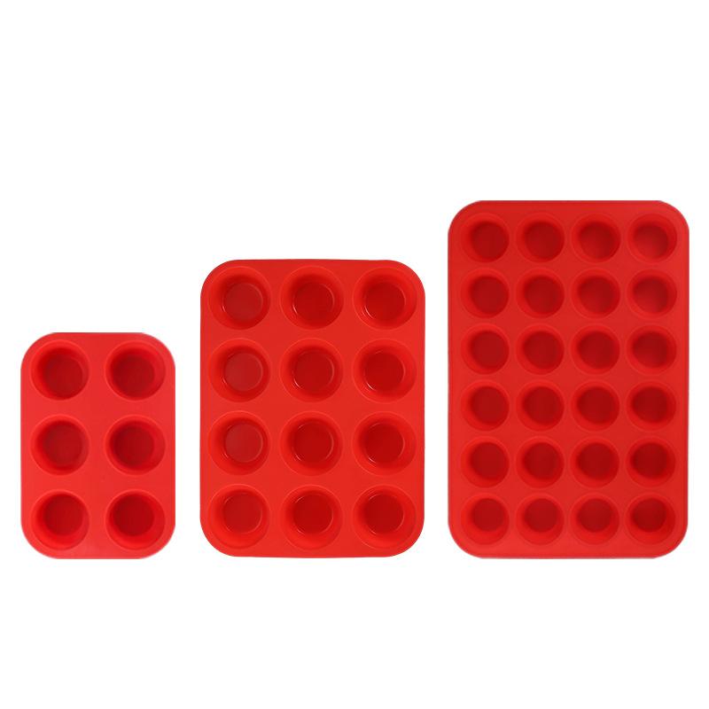 Silicone Round Mold 6/12/24 Holes Mini Muffin Cupcake Cookies Fondant Baking Pan Non-Stick Pudding Steamed Cake Mold Baking Tool