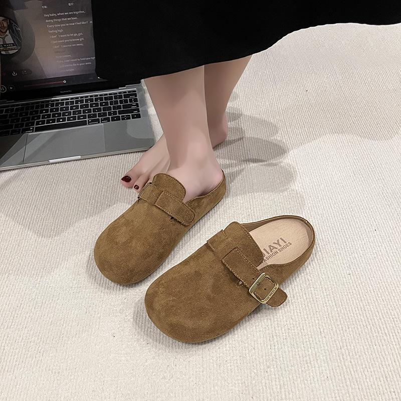 Bekväma retro utrikeshandel baotou drag kvinnor 2025 vår nyhet bekväma halkfria platt botten vardagliga halvtofflor trend