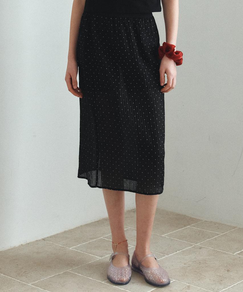 Banwonateullie P3318 Pin Dot Banding Skirt_Black
