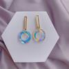 Fashion Simple Fancy Stone Circle Crystal Elegant Stud Earrings for Women Gold Color Bohemian Dangle Earrings Indian Jewelry