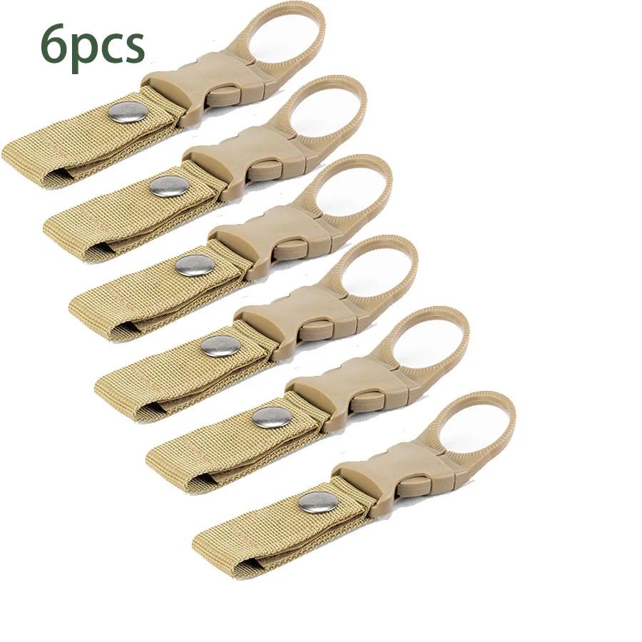 6pcs Camping Webbing Buckle Hook Water Bottle Holder Clip Outdoor Military Nylon EDC Climb Carabiner Belt Backpack Hanger